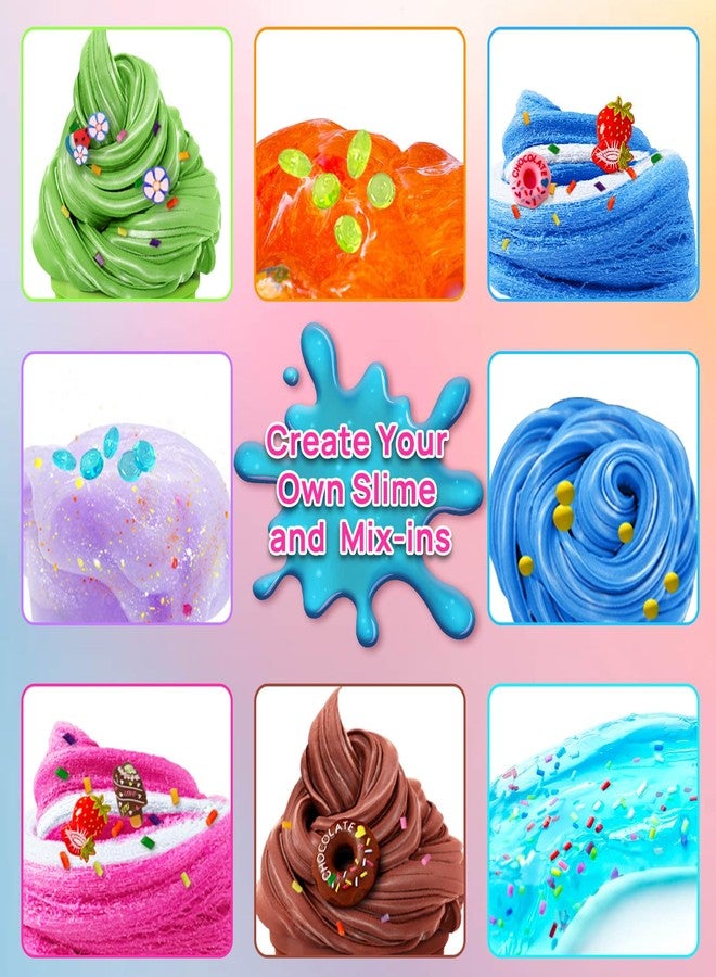 YOPINSAND Ice Cream DIY Slime Kit for Girls, Glimmer Crunchy, Confetti Slime Making Kit for Girls, Butter, Foam, Cloud Slime with Add-ins, Foam Balls, Charms, Party Favors Gift Toys for Kids 3-12 - Image 3